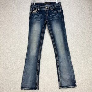 twentyone black by rue21 Slim Bootcut Jeans 7/8 Blue Curvy Regular Y2K Grunge
